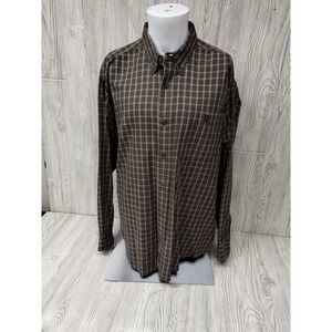 Woolrich Green/Grey Plaid Long Sleeve Flannel Button Up Shirt Men's Size XL